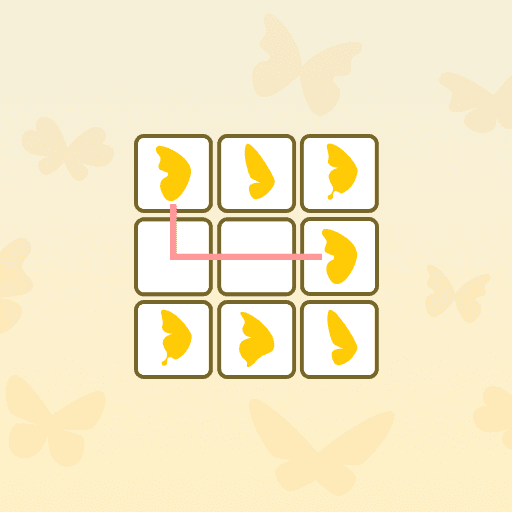Connect matching butterflies to clear the board in a timed tile puzzle.